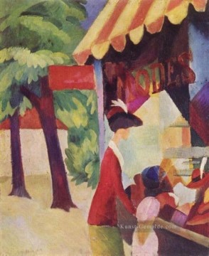  Jacke Galerie - Eine Frau mit roter Jacke und Kind Vor dem Hutladen Expressionismus
